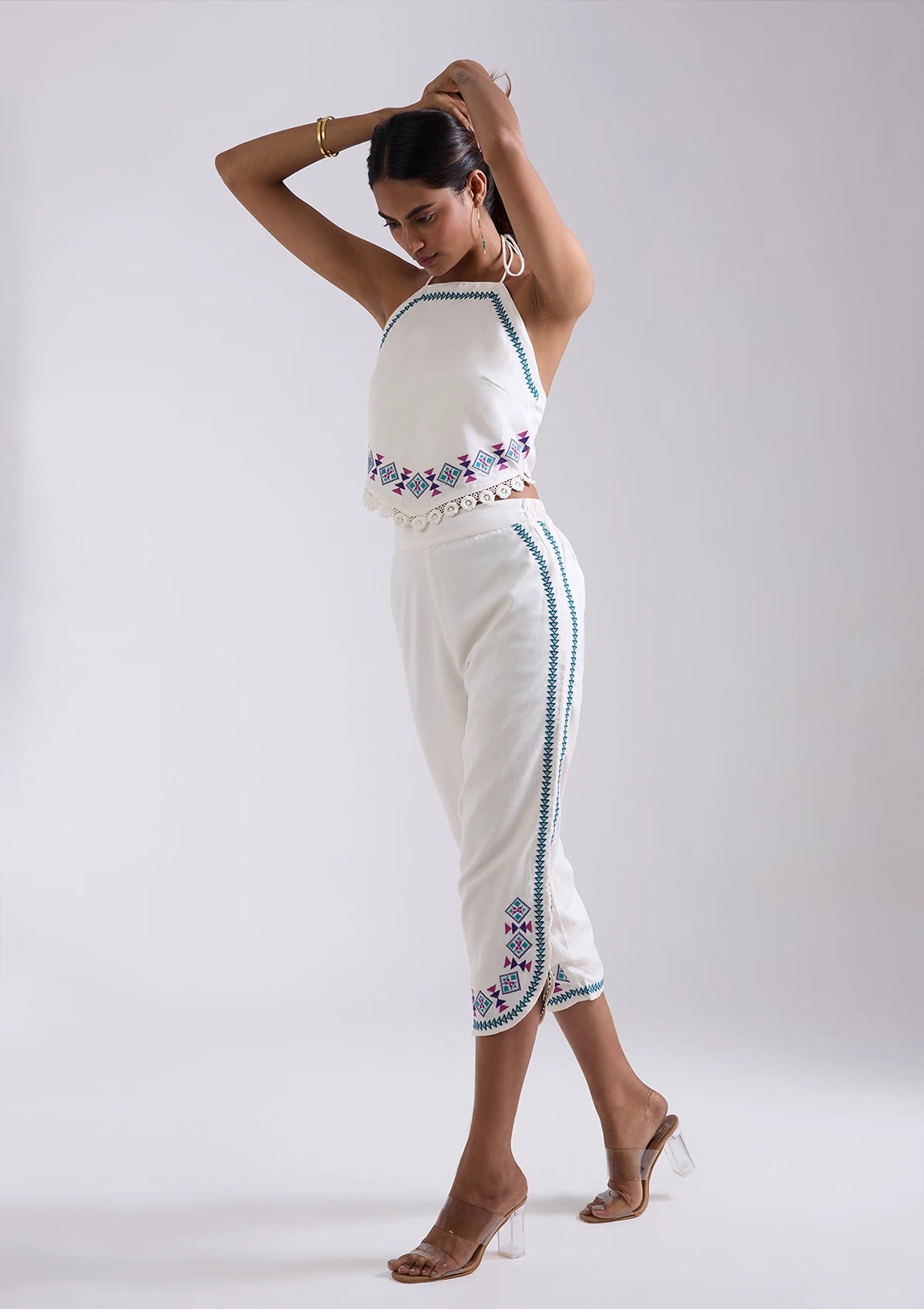 Neva - Aztec Embroidered Tie-up Top Price