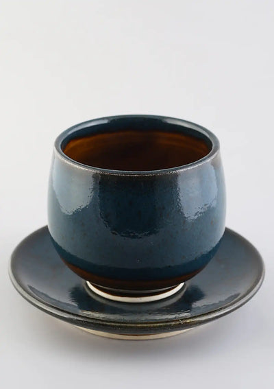 No handle cup saucer - Blue Green