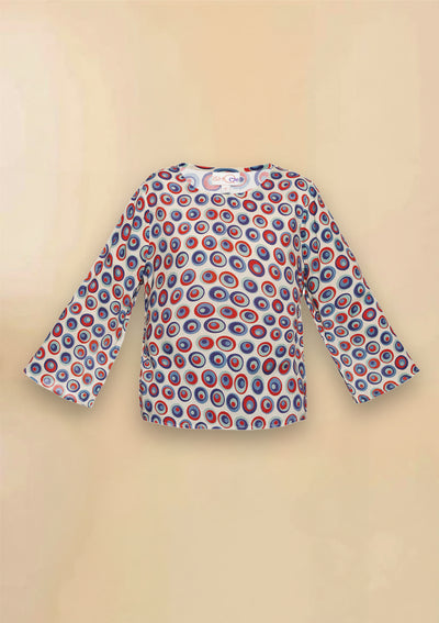 Oia - Printed Flared Sleeve Top