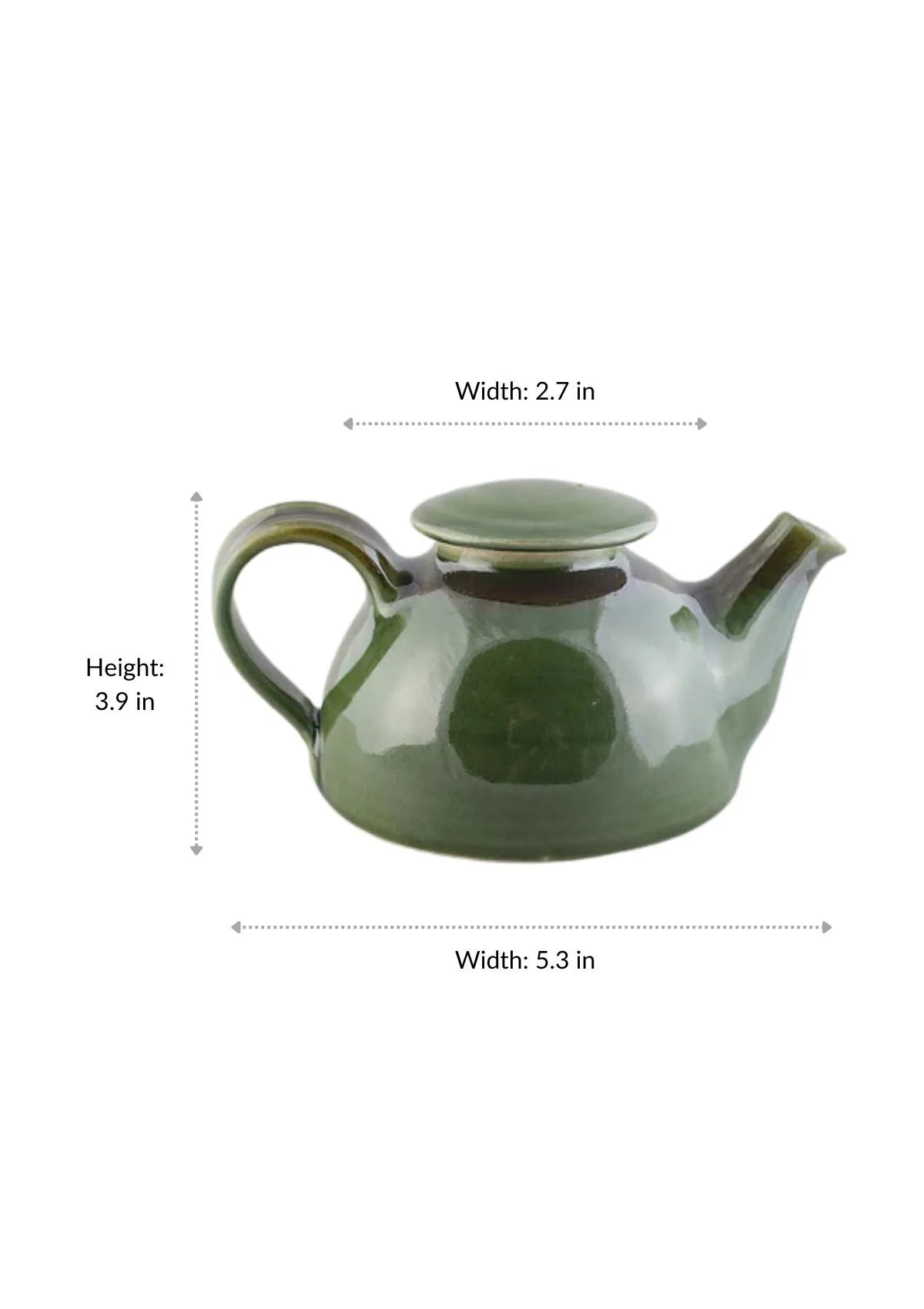 IshqME's Olive Green Tea Set: Teapot & 2 Tea Cup Ensemble