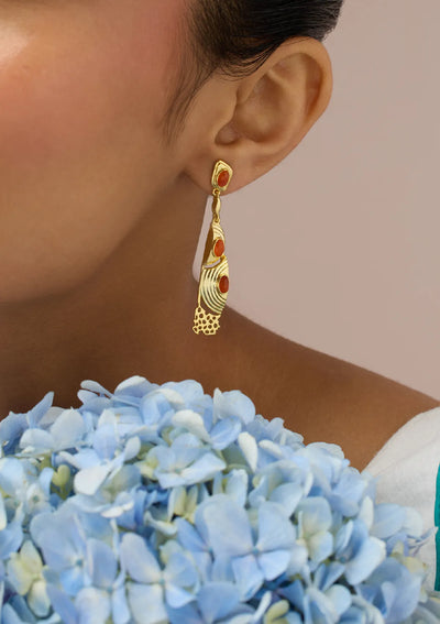 Orange Sapphire Earring