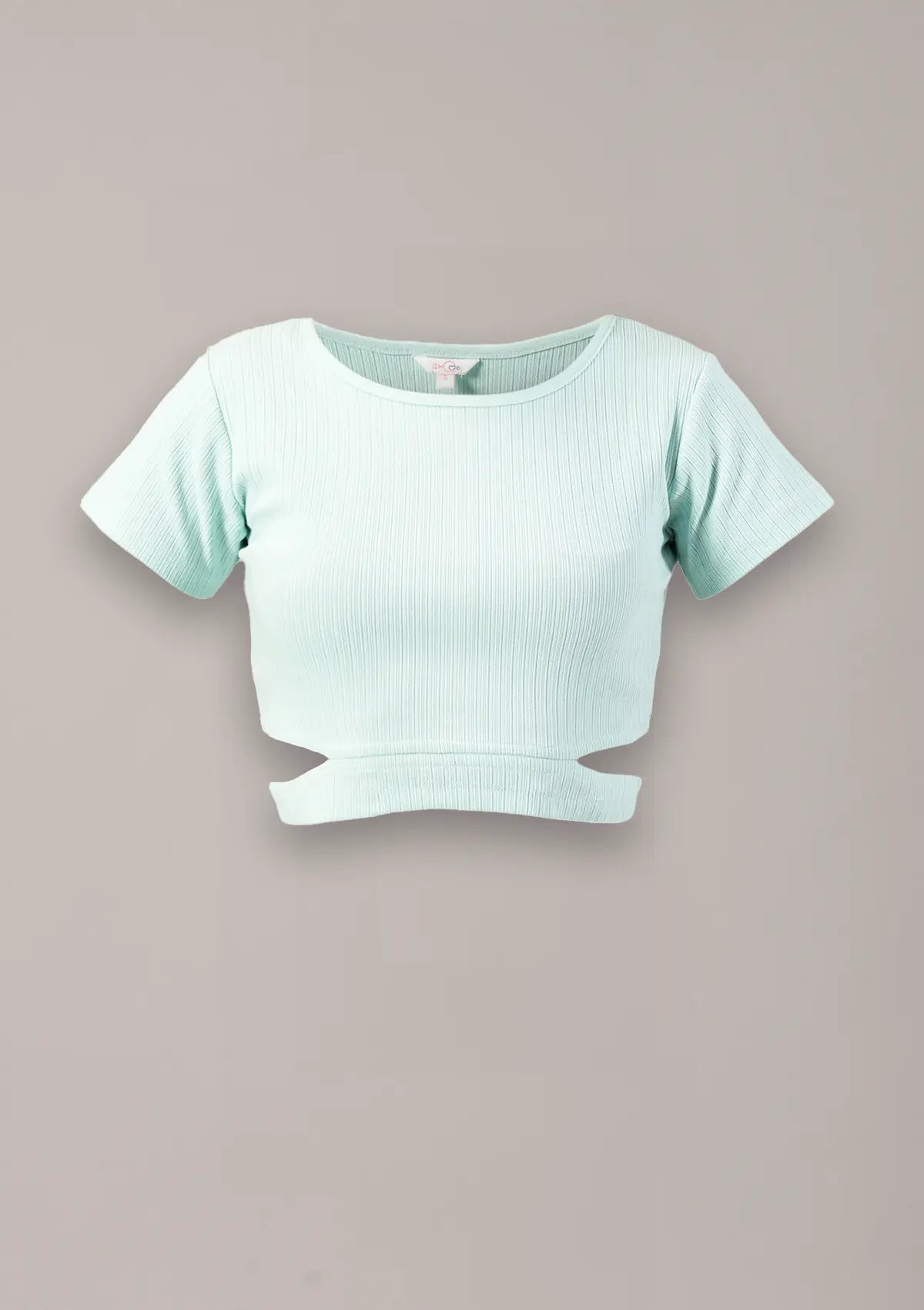 Pearl Aqua Ribbed Cutout Top