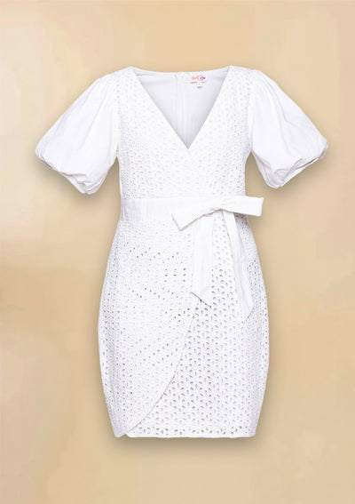 Pearl Dream - Schiffli Embroidered Overlap Dress
