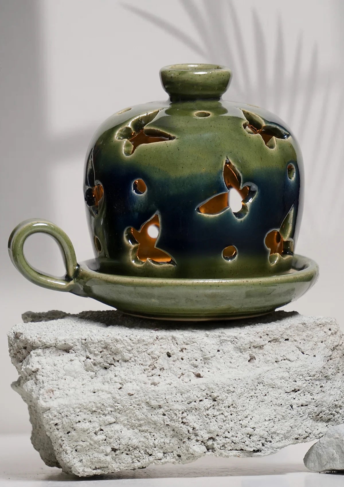 Pine Green Ceramic Candle Holder