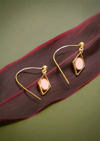 Pink Enamel Gold Plated Drops