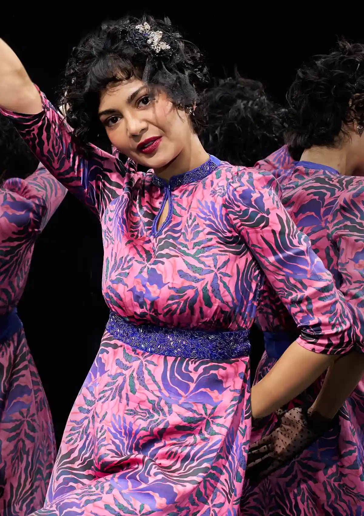 Silken Whisper - Printed Embellished Mini Party Dress For Women