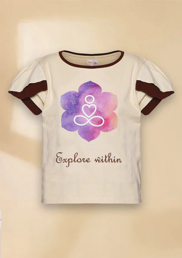 Beige Crop Top with petal sleeves - Elegant and Comfortable Women's Fashion"