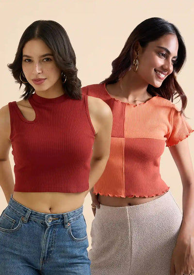 Red Love Crop Top Combo