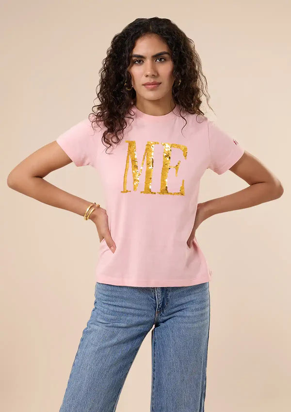 Reversible Sequin T-shirt Pink