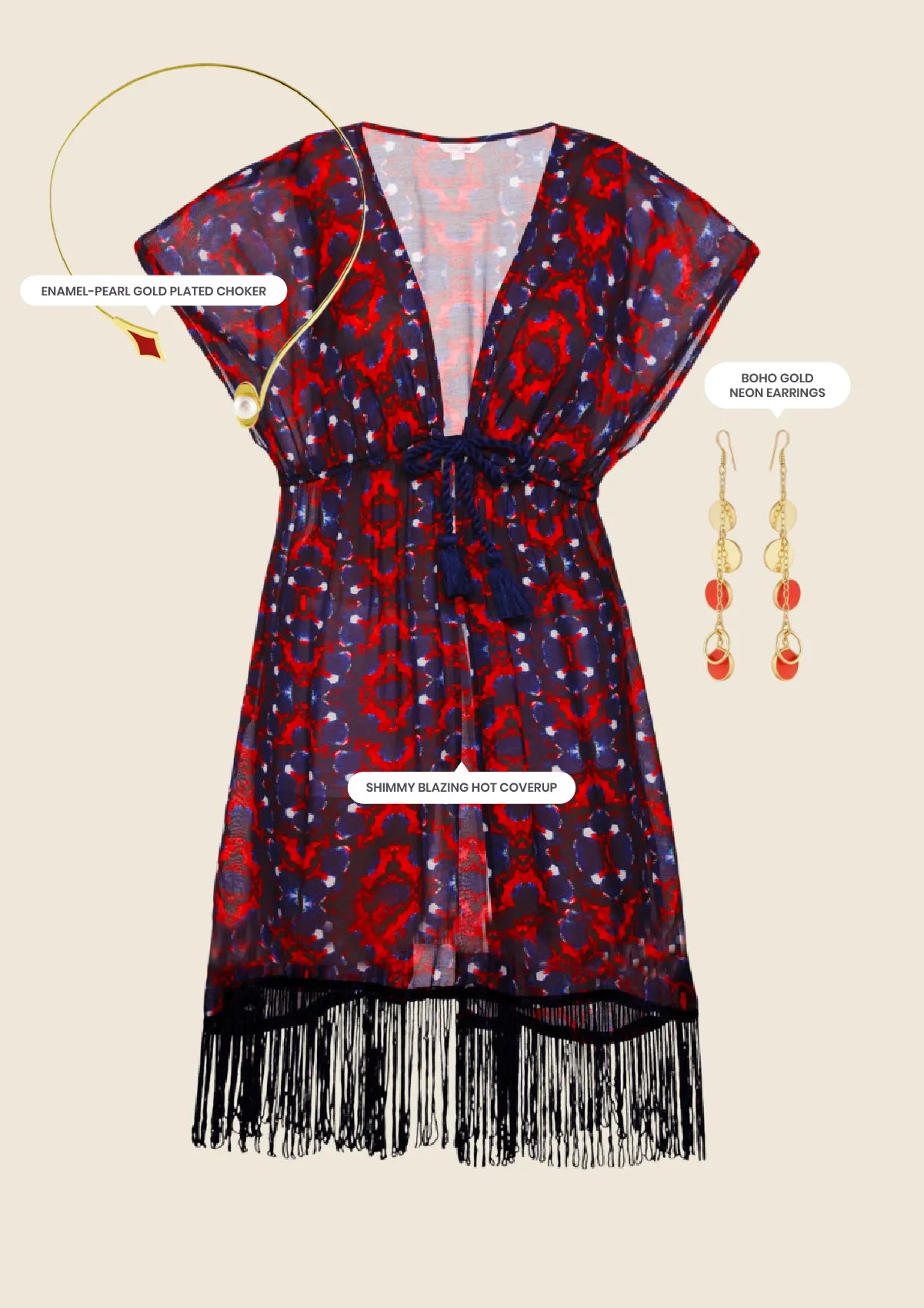 Fun Print Shimmy Cover-Up Look - IshqMe