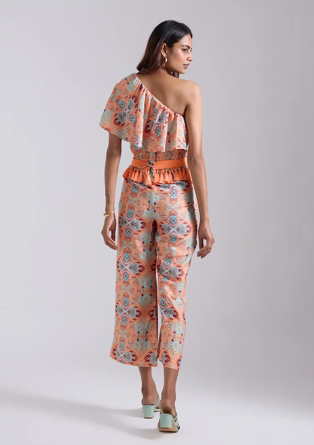 Buy Sabrina - Printed One Shoulder Jumpsuit