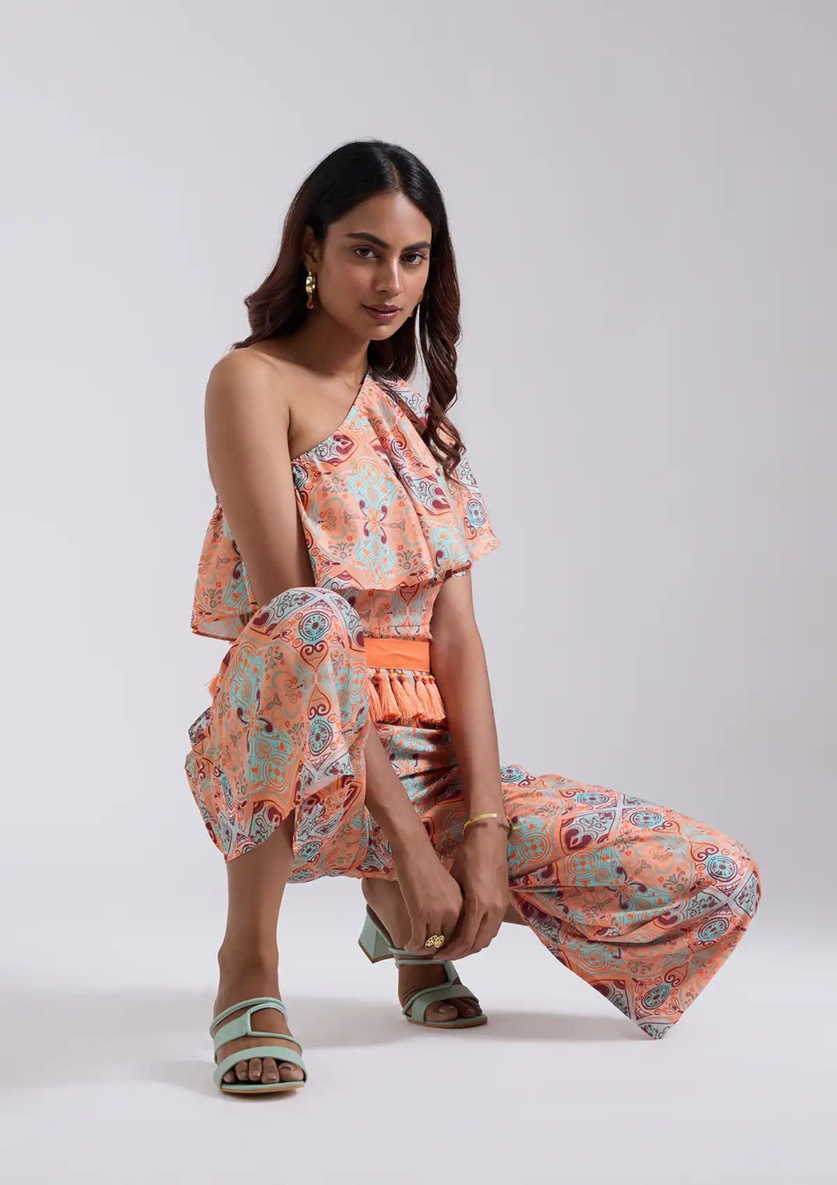 Sabrina - Printed One Shoulder Women Jumpsuit