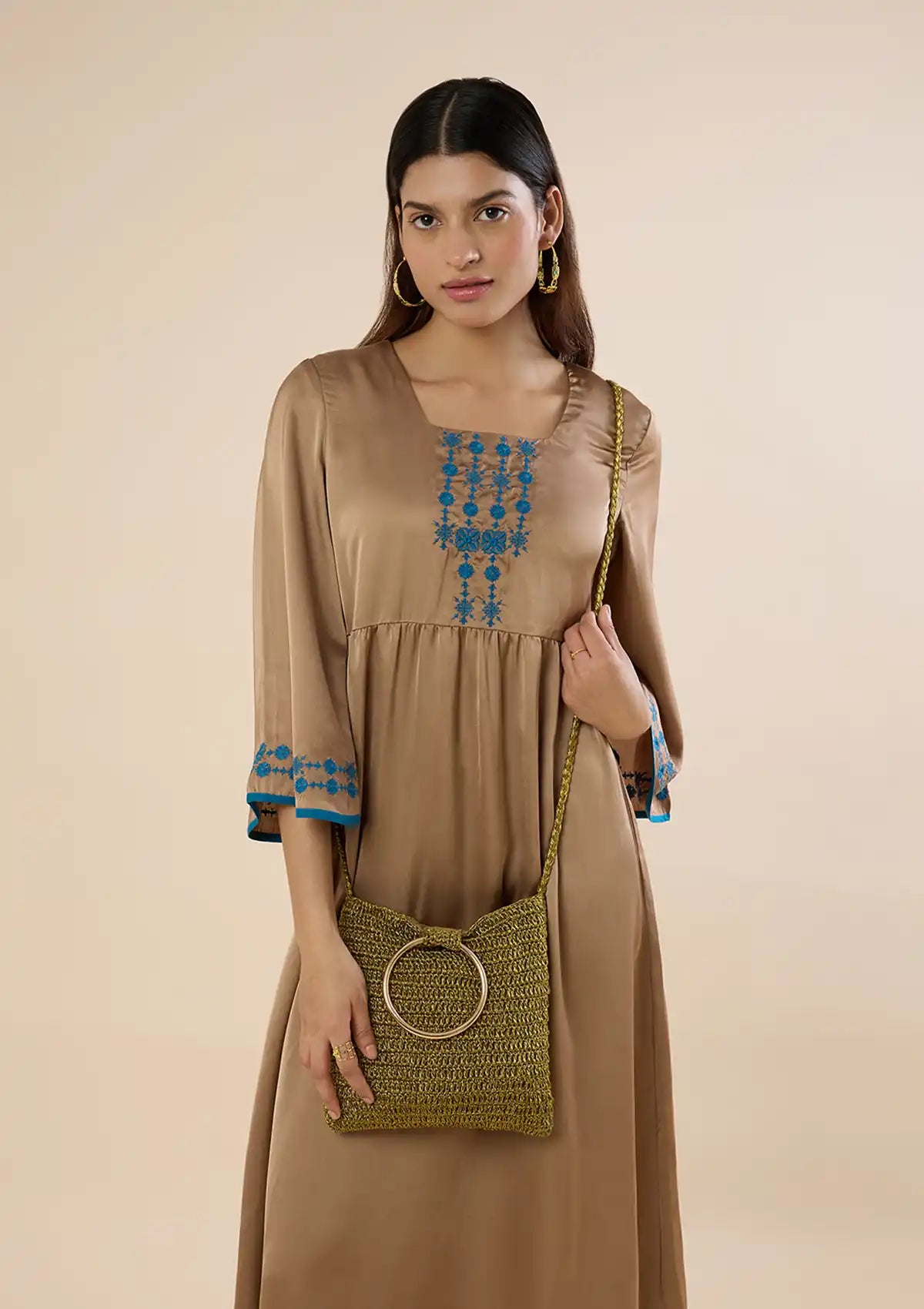 Shimmering Henna Metallic Bag For Women