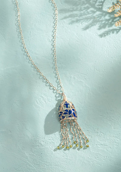 Silver Blue Enamel Necklace