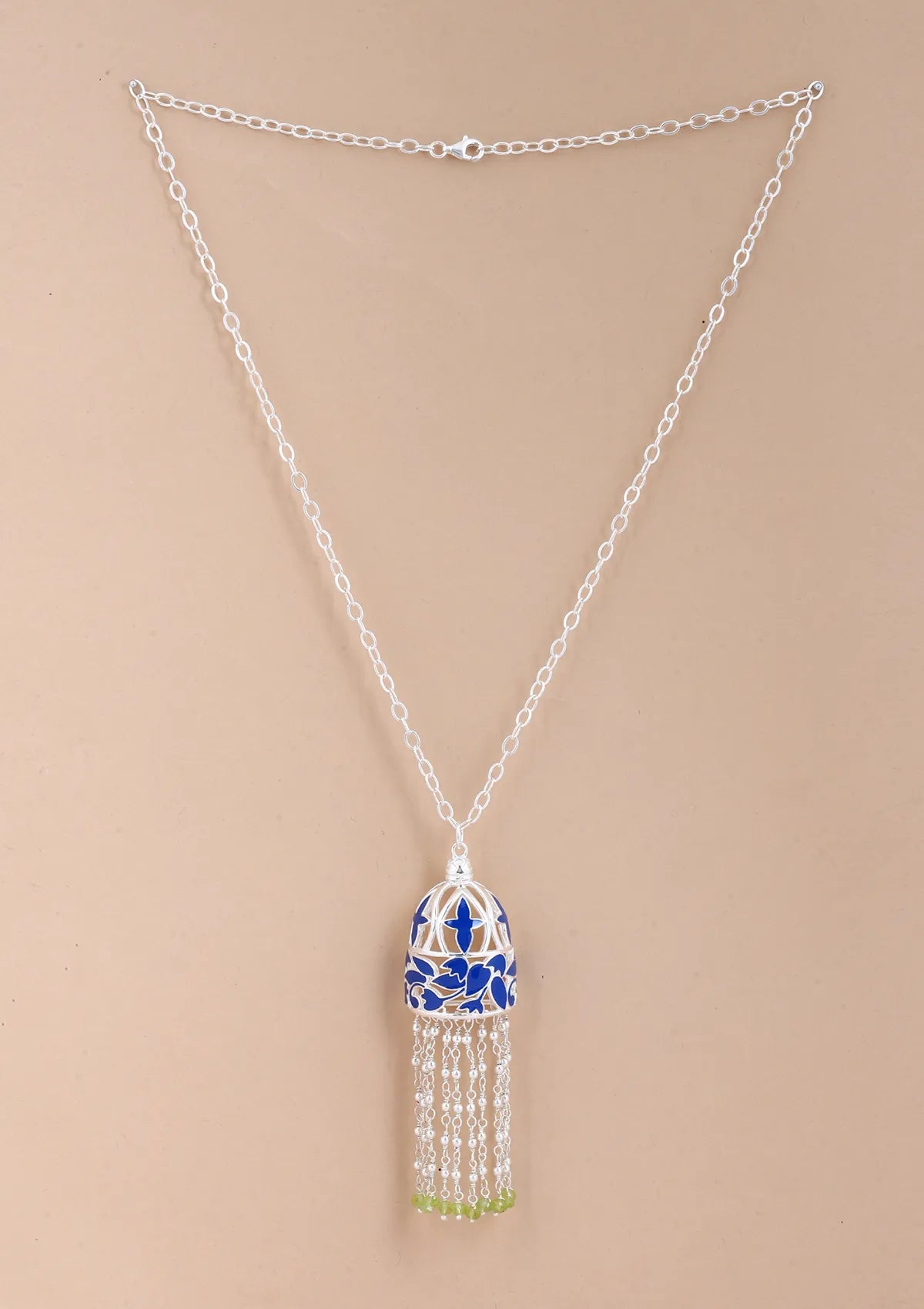 Buy Silver Blue Enamel Necklace