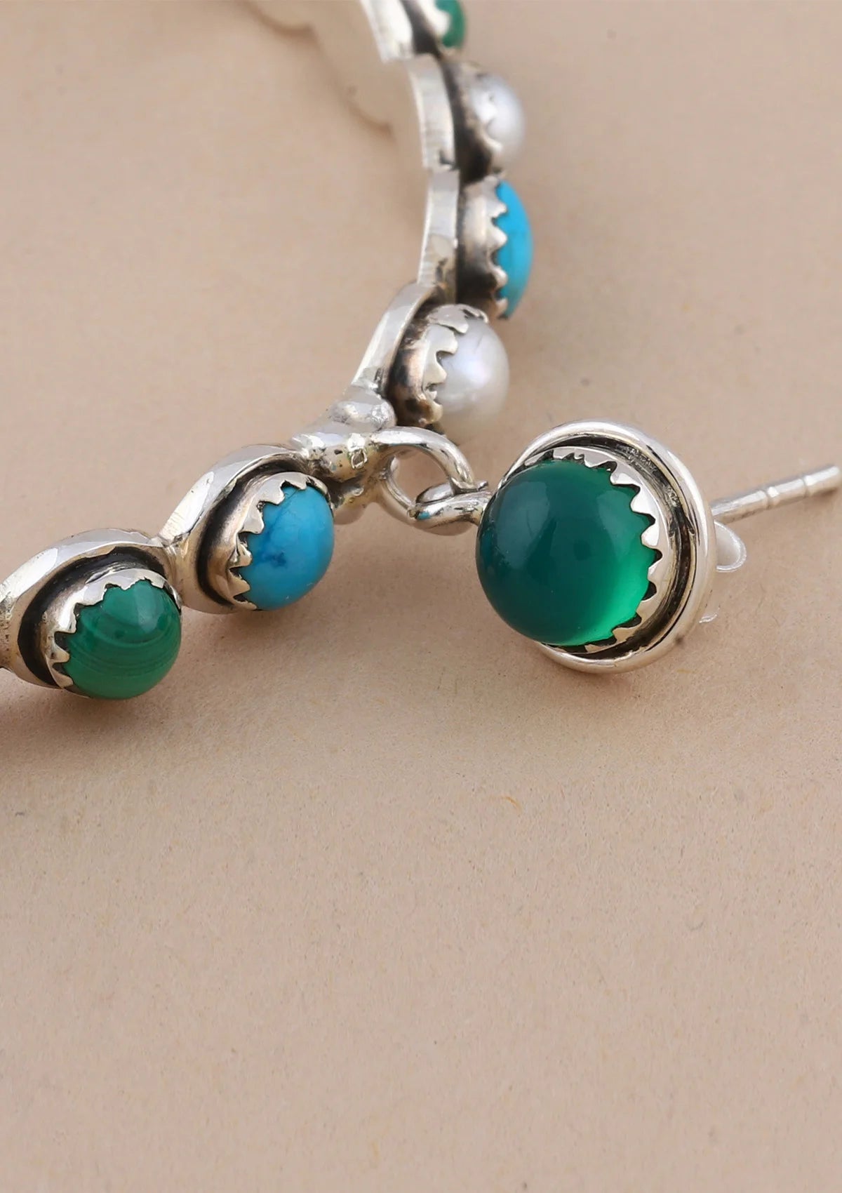 Silver Hoop Earrings studded with natural gemstones price