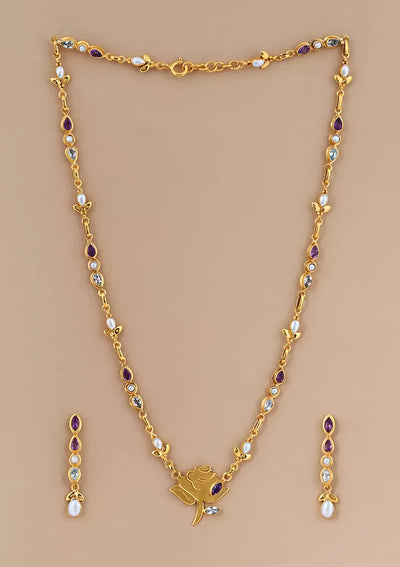 Silver Necklace with Amethyst, Blue Topaz and Pearls