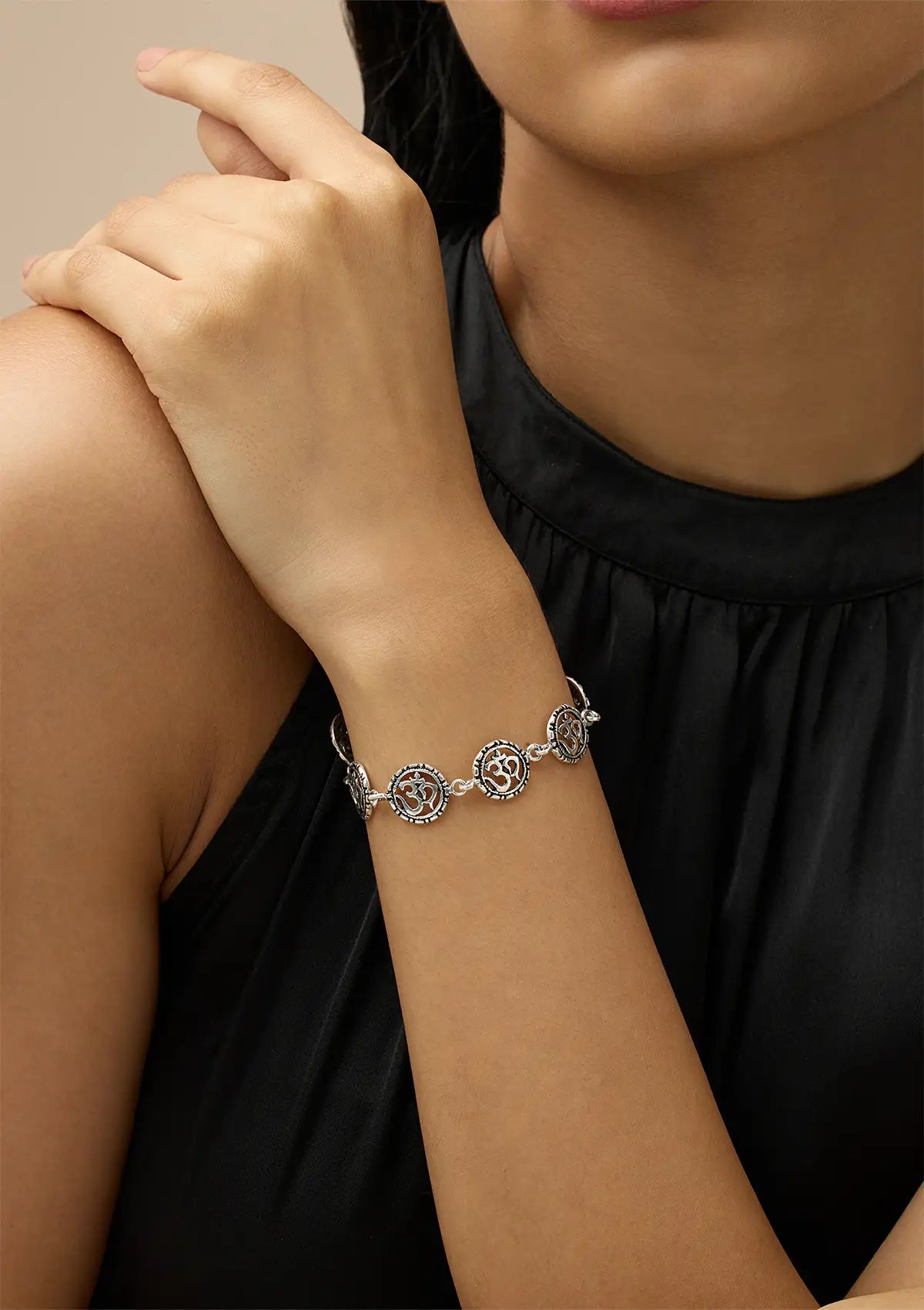Buy Silver Om Bracelet