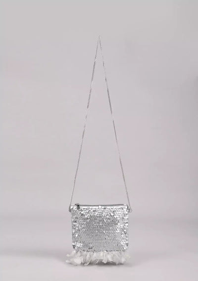 Silver Sequin Sparkling Mini Sling Bag