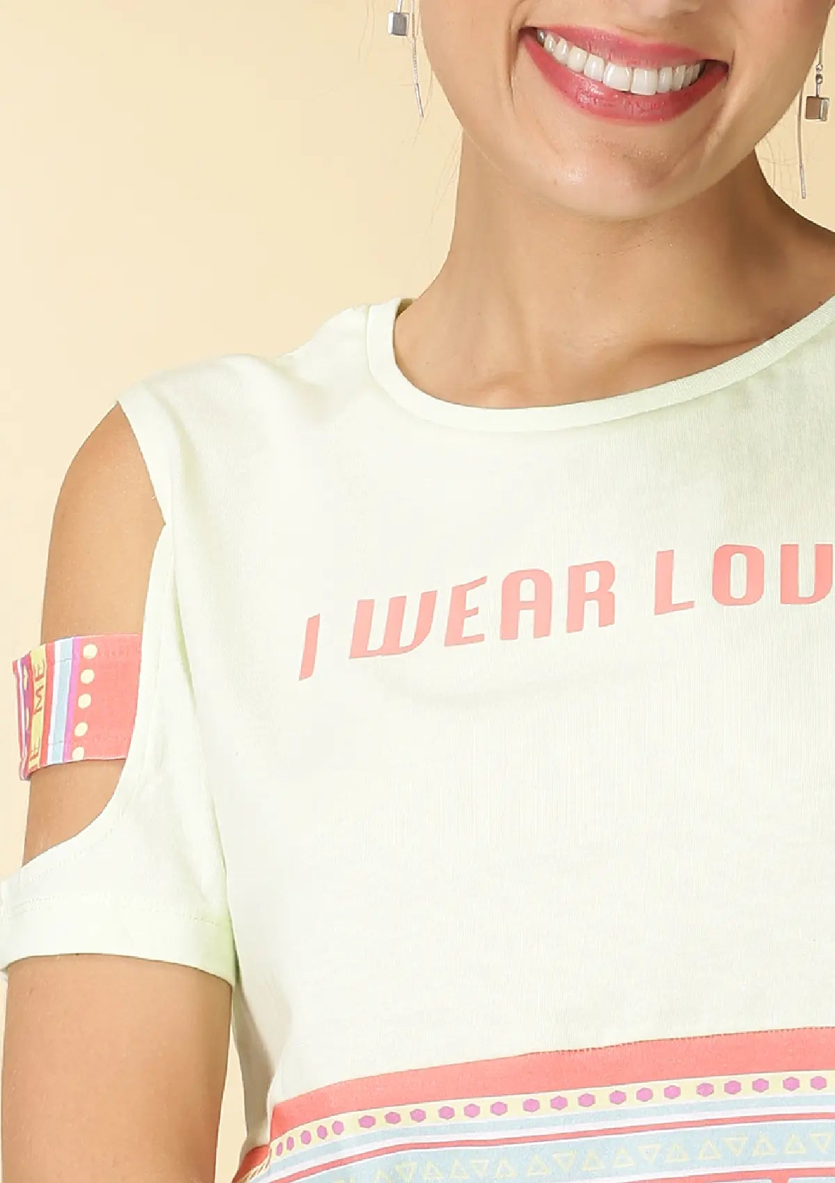 Buy Slashed Sleeve Crop Top (Green) Price