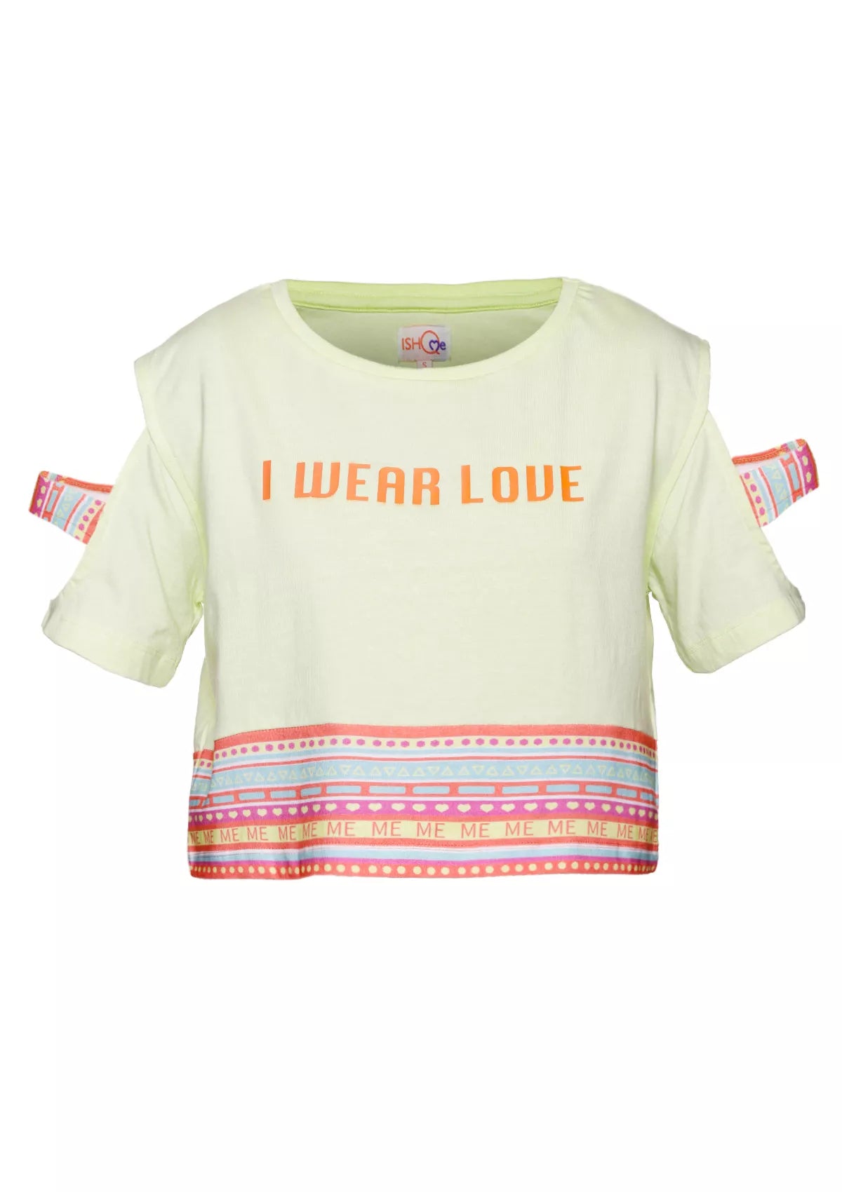 Slashed Sleeve Crop Top (Green) For Women