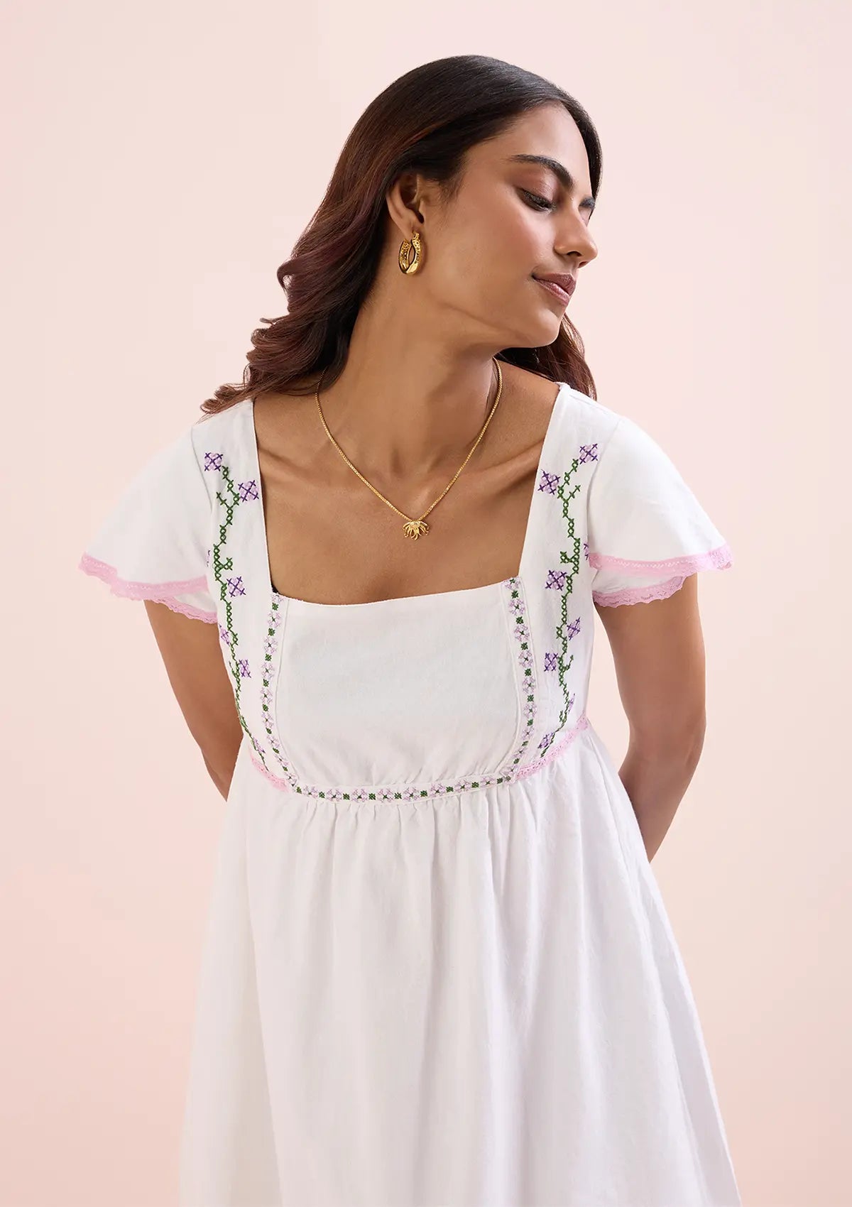 Snow White-Petal Sleeve Empire Dress Price