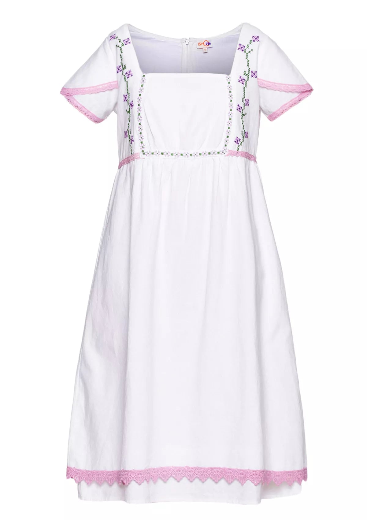 Buy Snow White - Petal Sleeve Empire Dress Online