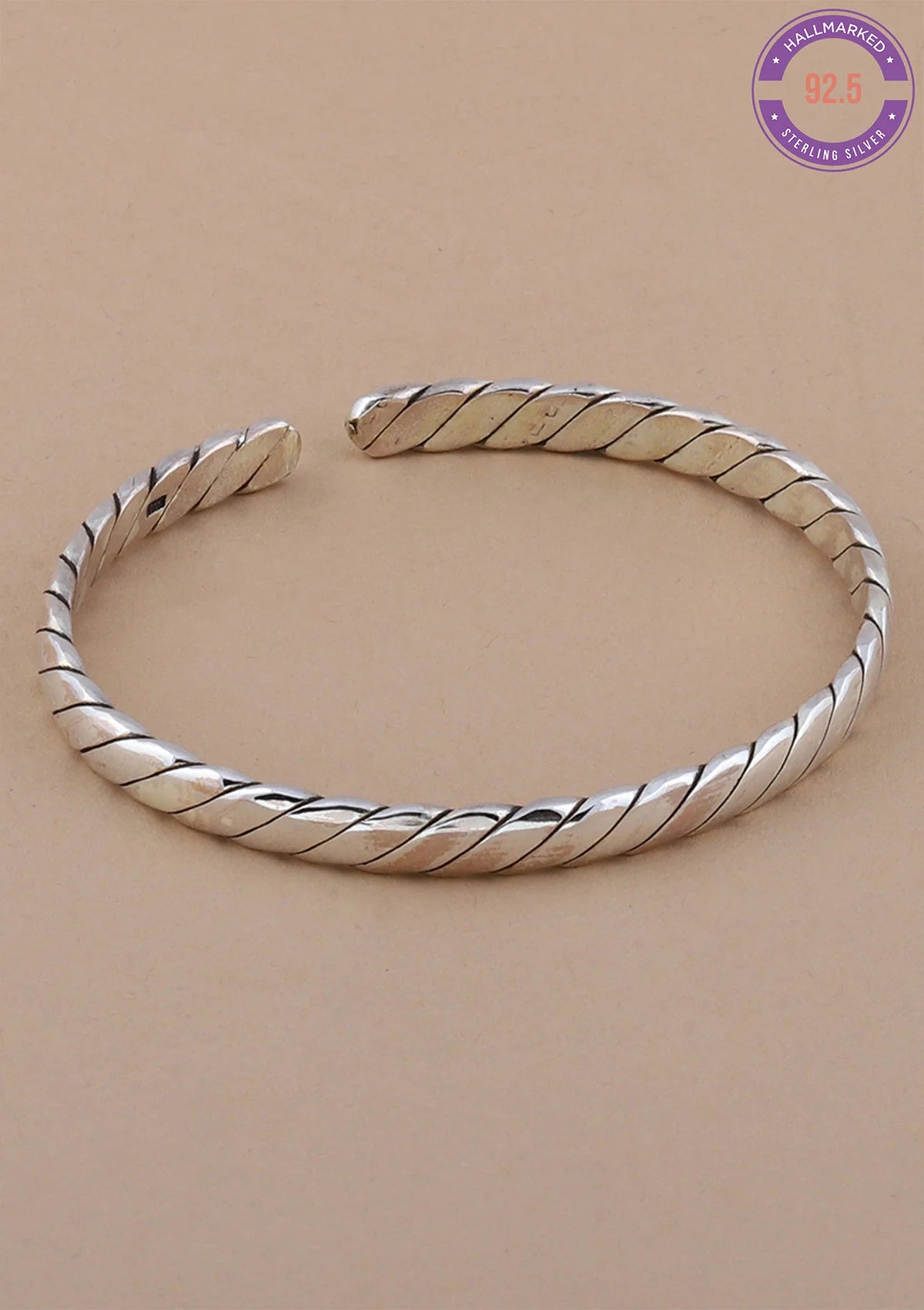 Solid Ridged Silver Bracelet online