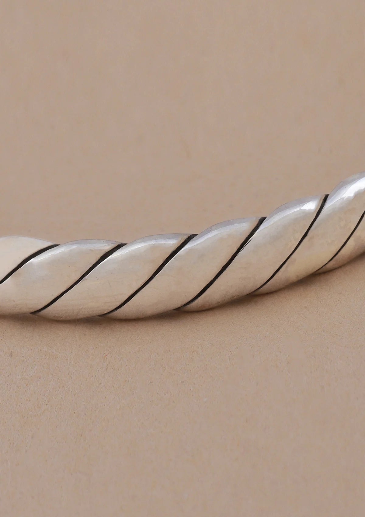Solid Ridged Silver Bracelet for women