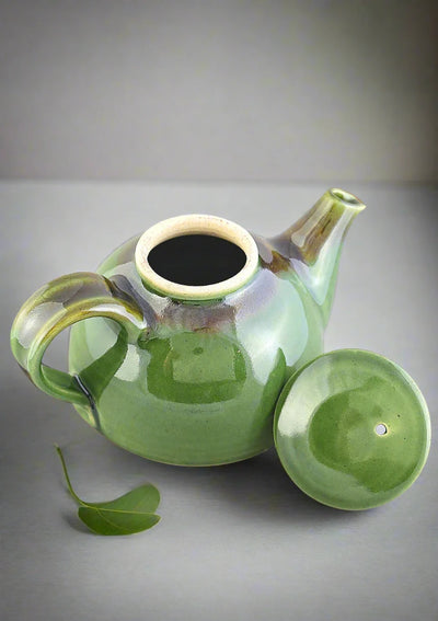 IshqME's Olive Green Tea Set: Teapot & 2 Tea Cup Ensemble
