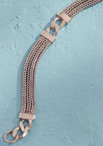 Three-layered Chain Silver Bracelet
