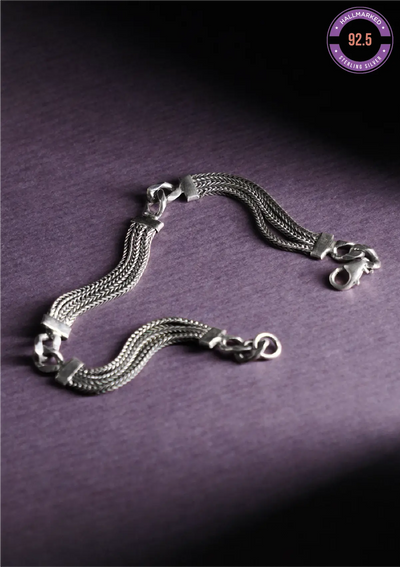 Three-layered Chain Silver Bracelet