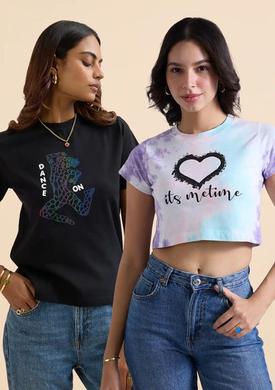 Tie-Dye Pop & Holographic T-shirt Combo