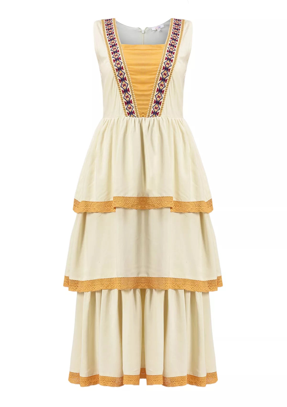 Buy Tierra - Aztec embroidered tier dress Online