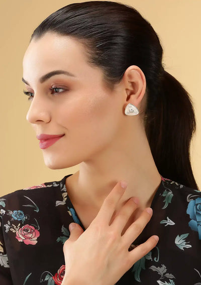 Triangular Pearl Stud Earring