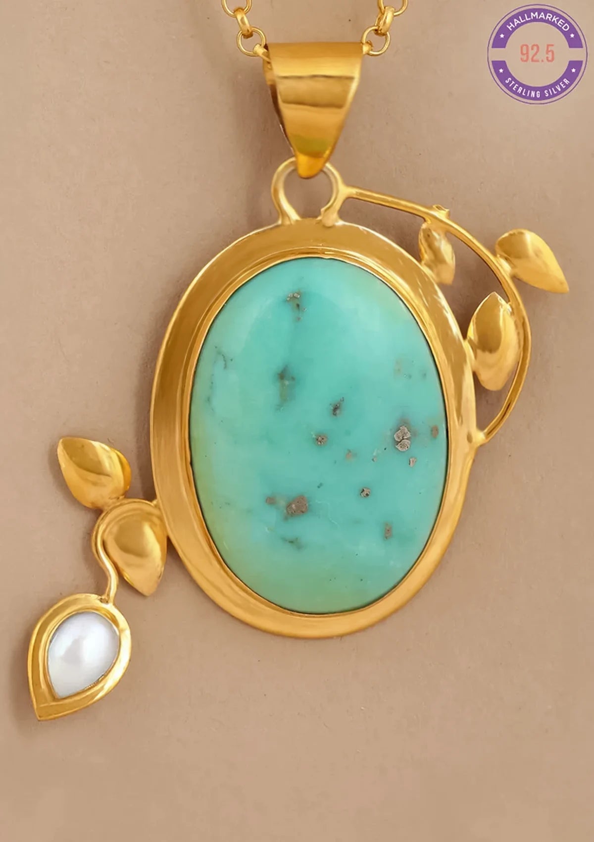 Turquoise and Pearl Studded Pendant price