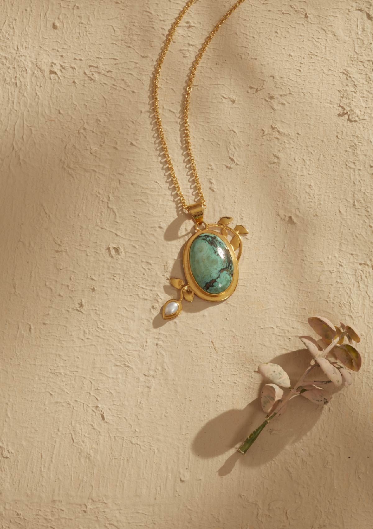 Buy Turquoise and Pearl Studded Pendant