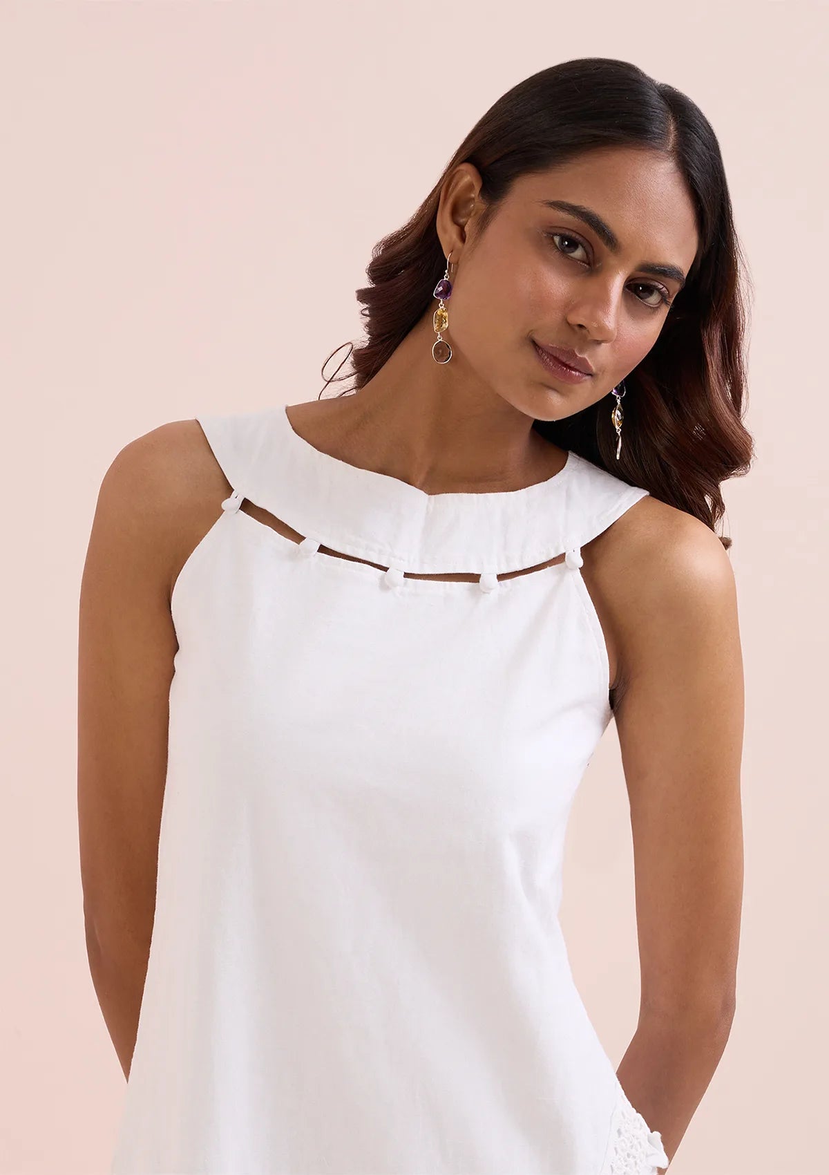 Buy Vanilla Ice-Stylized Neckline Dress