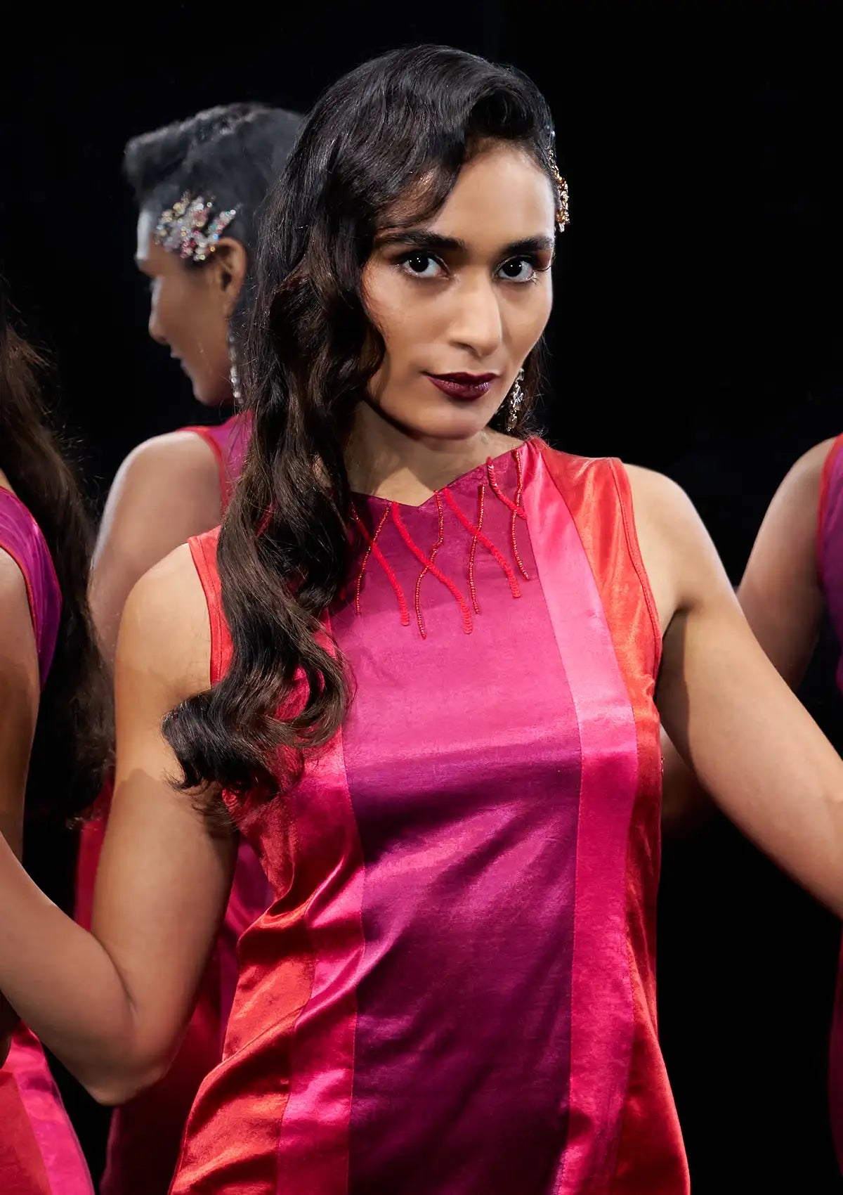 Buy Cherry Amour - Velvet Cut Panel Embellished Mini Dress