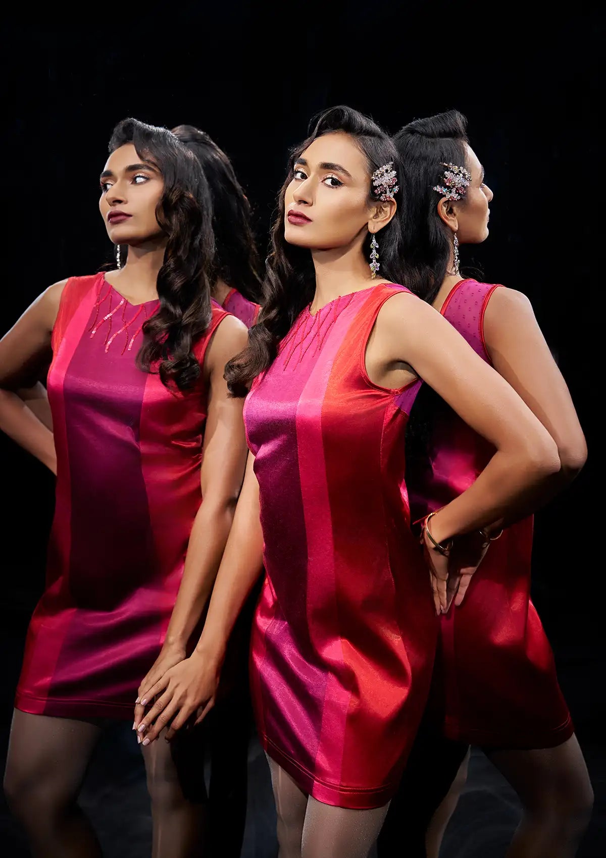 Cherry Amour - Velvet Cut Panel Embellished Mini Dress for women