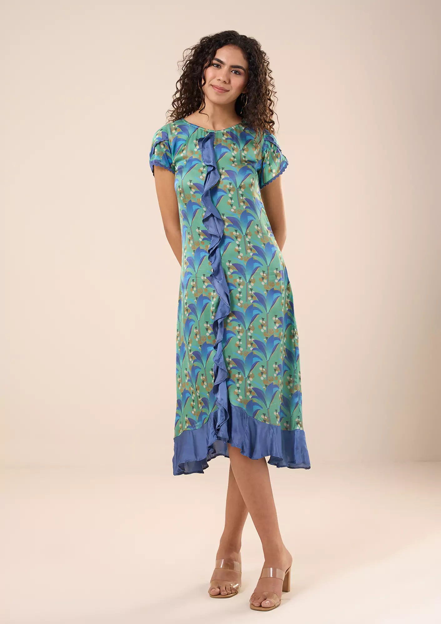 YURI Printed floral ruffle dress