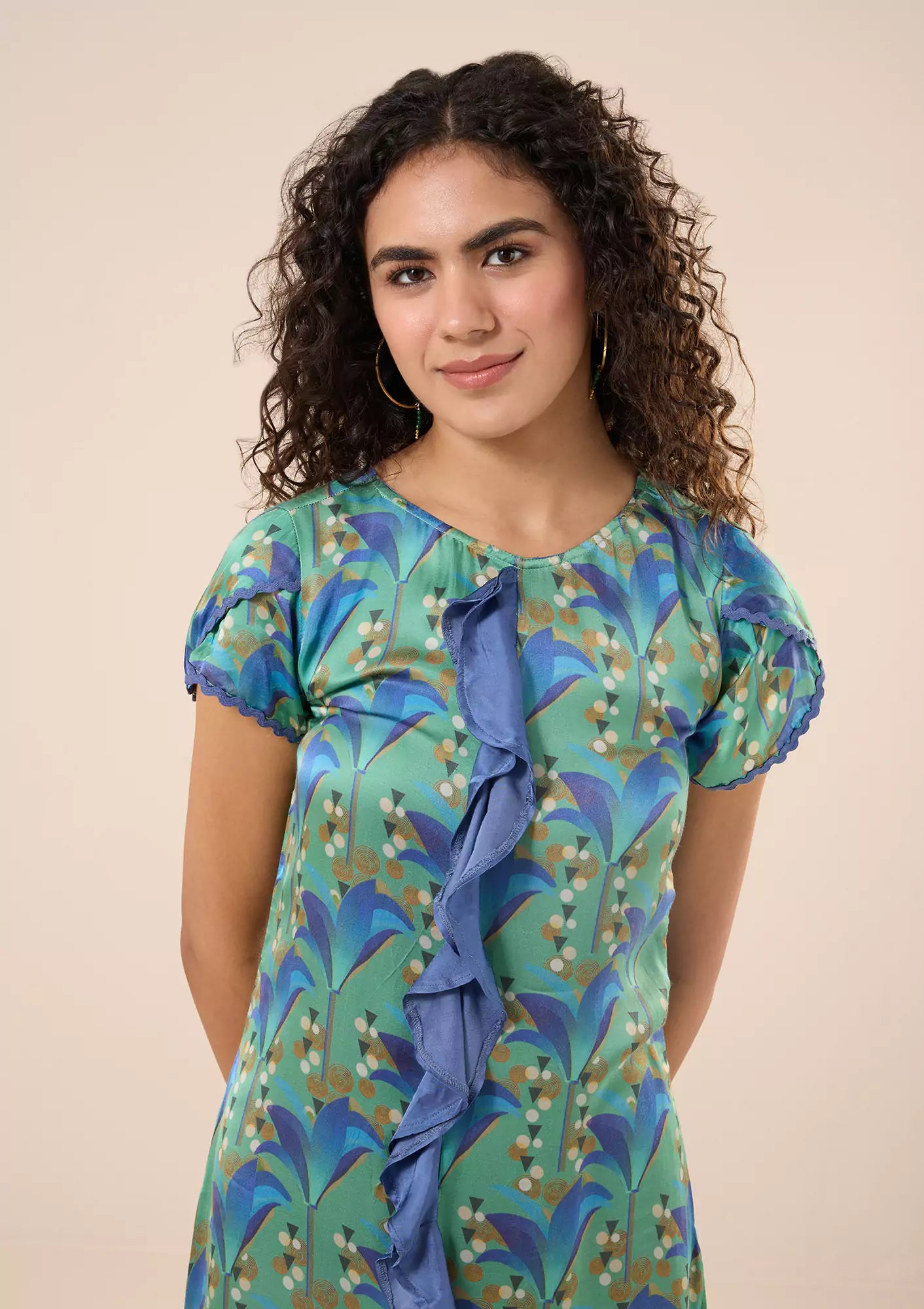 YURI Printed floral ruffle dress