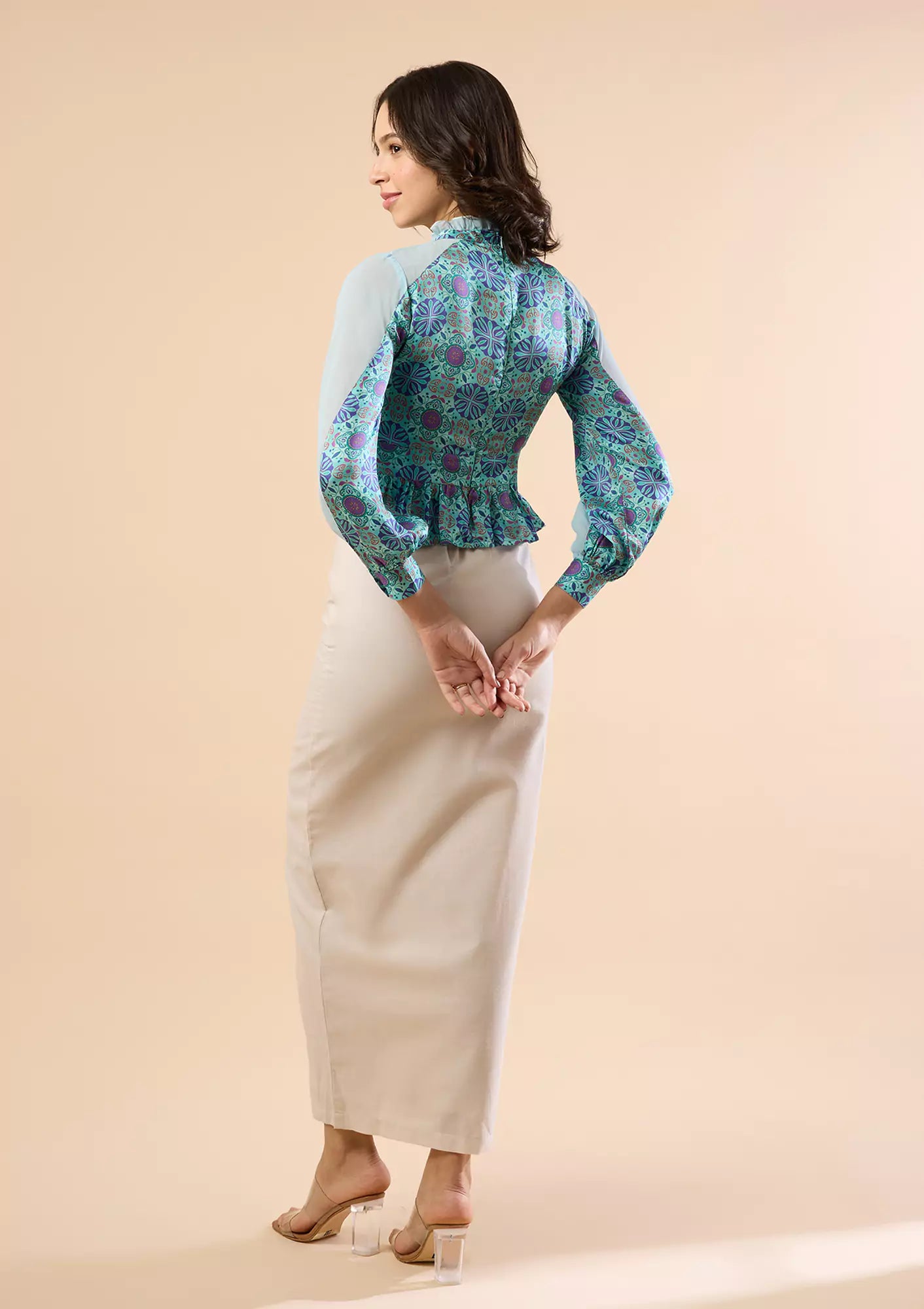 Zaraa - Arabesque Frill Collar Blouse Online