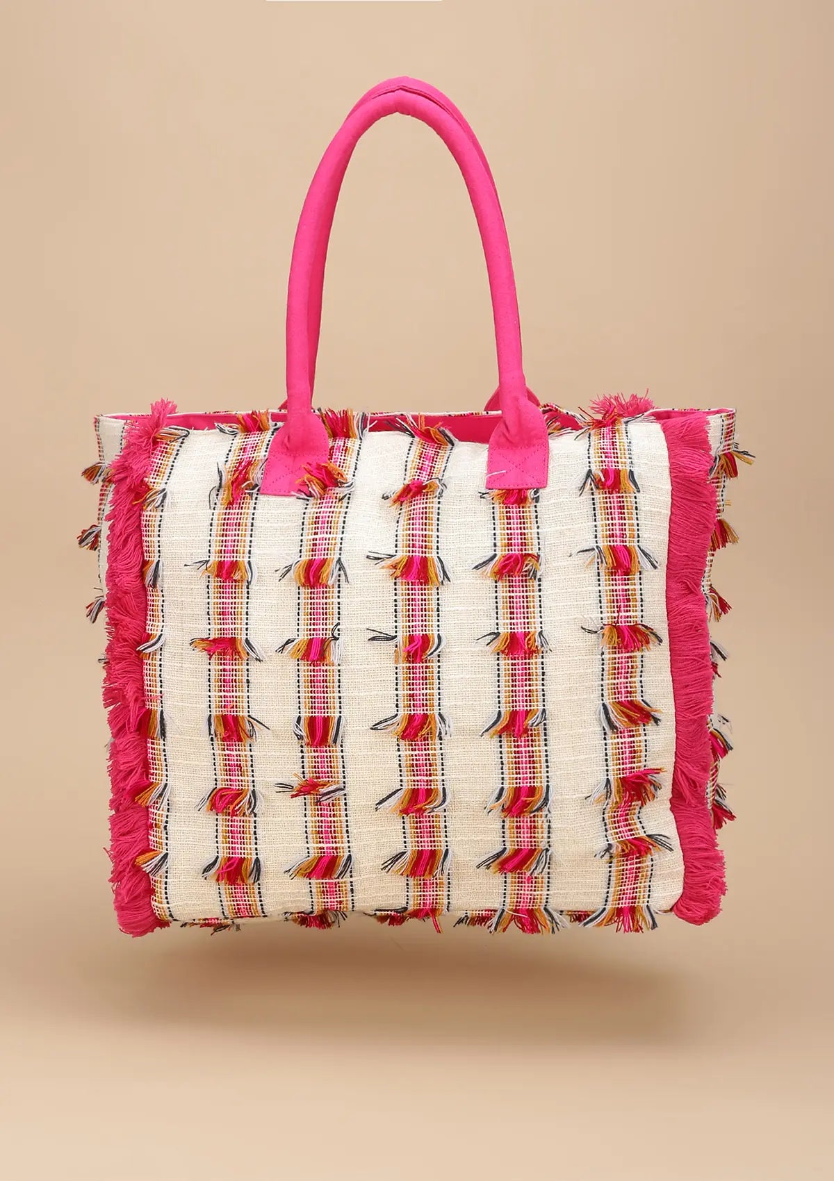 Acrylic Fringed Handcrafted tote bag for women