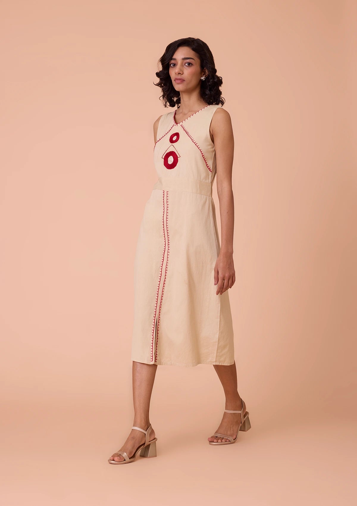 Amara V Neck Embroidered Solid Dress Price