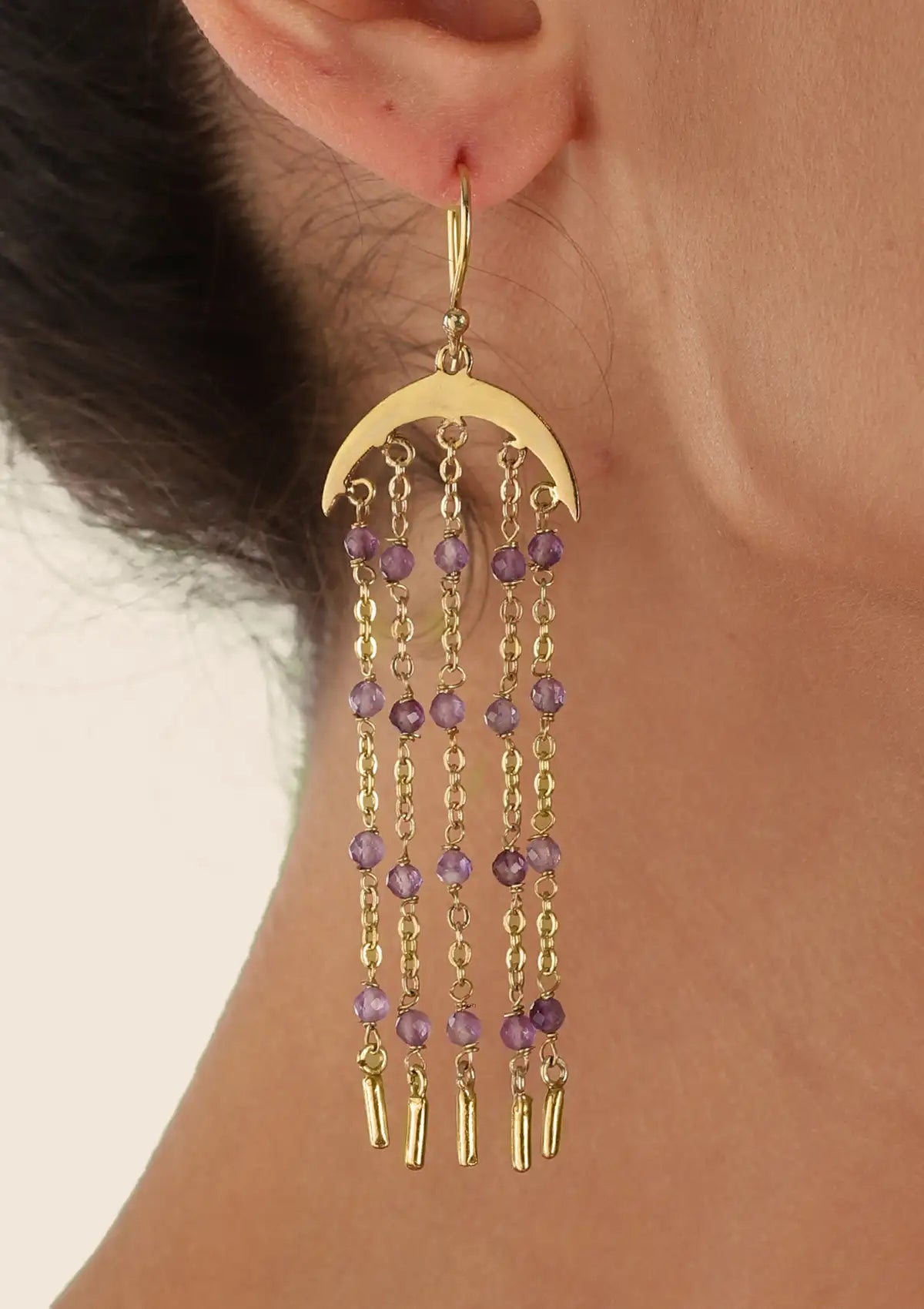 Amethyst bead earrings for women