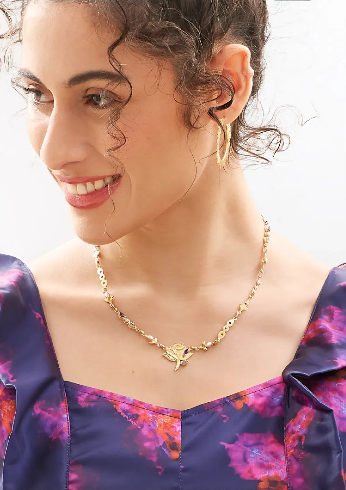 Amethyst silver necklace for women
