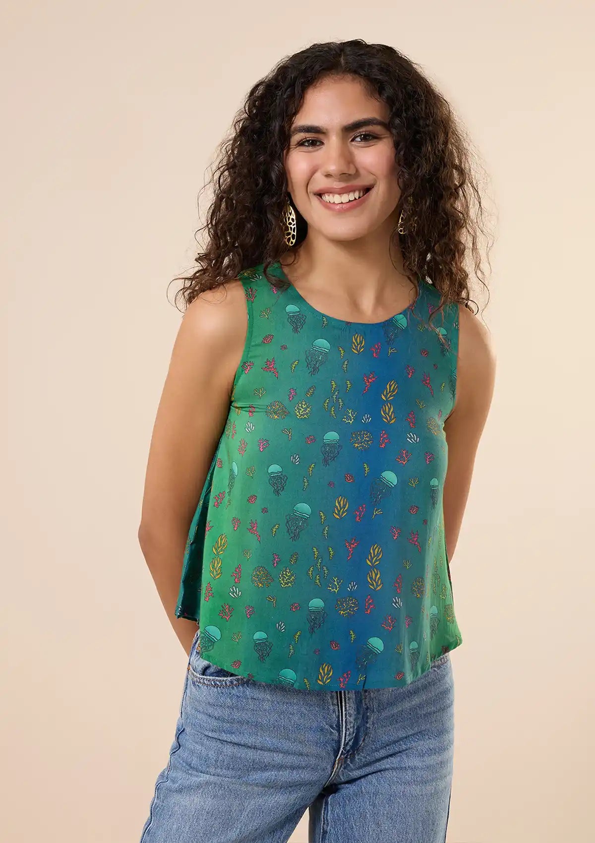 Amphitrite Printed Halter Neck Top for women online