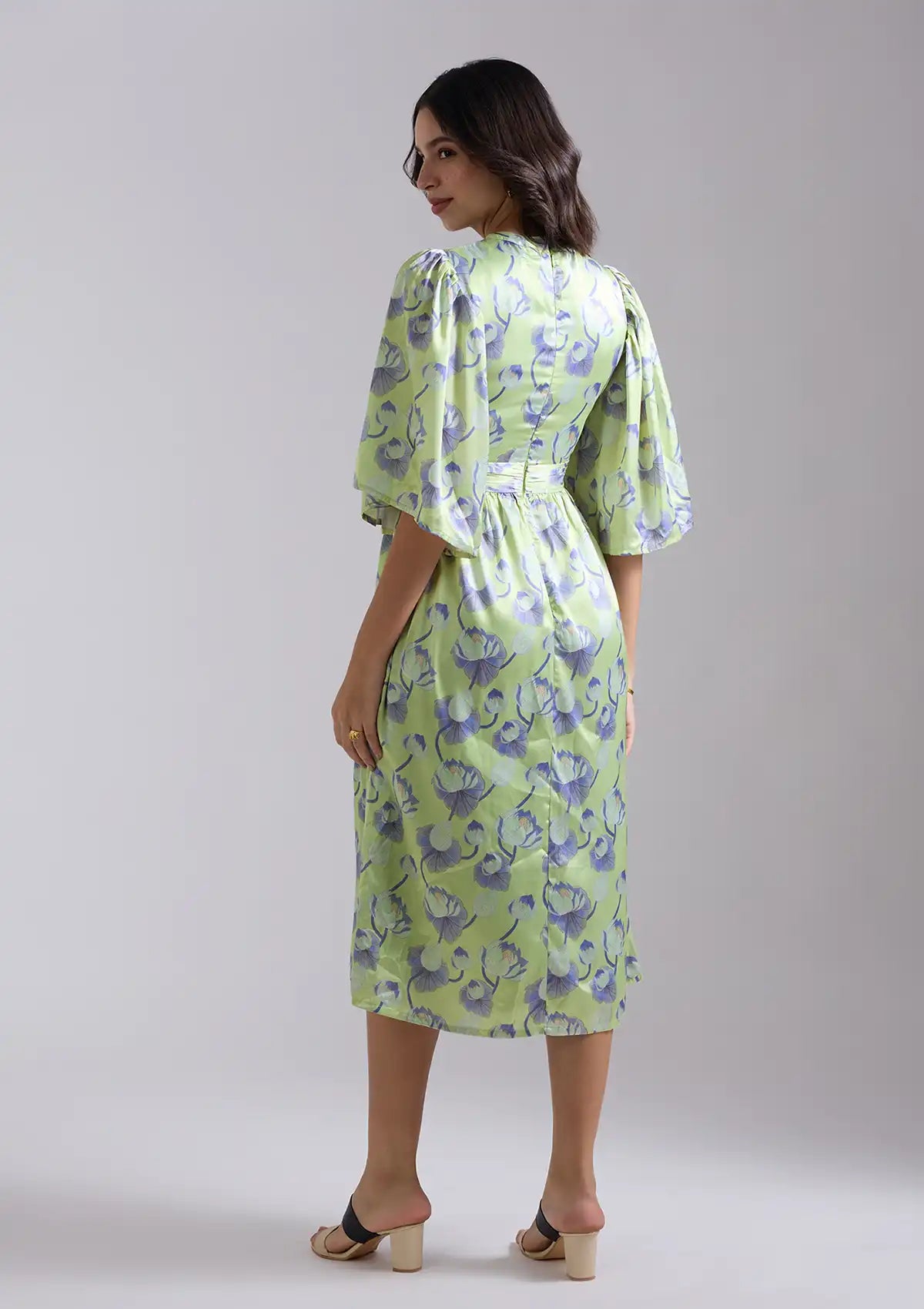 Best Mizukaze Printed Satin A line dress for women by IshqME