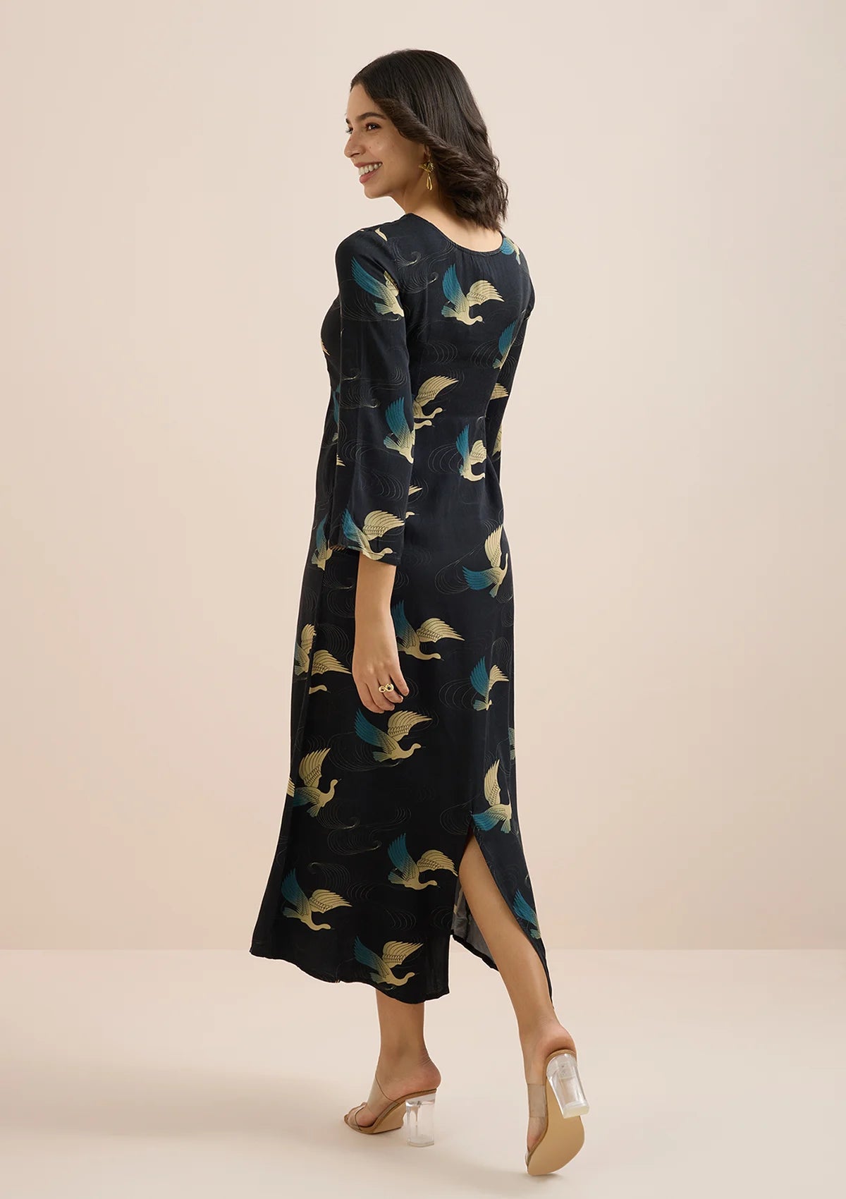 Best Mizuki Black Printed Party Dress for women by IshqME